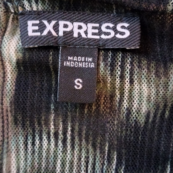 Express Hunter Green/Tan & Black Sleeveless Sheer Blouse. - Picture 5 of 5